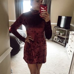 Maroon Velvet Turtle Neck Urban Outfitters Dress